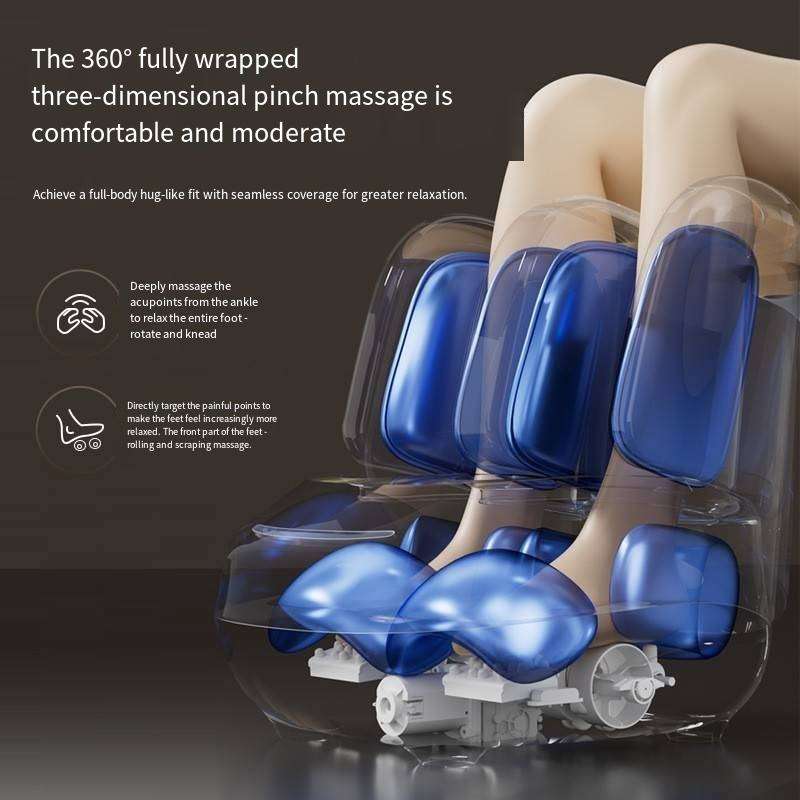 Cutaway showing the 360° fully wrapped airbags around the foot, calf and knee