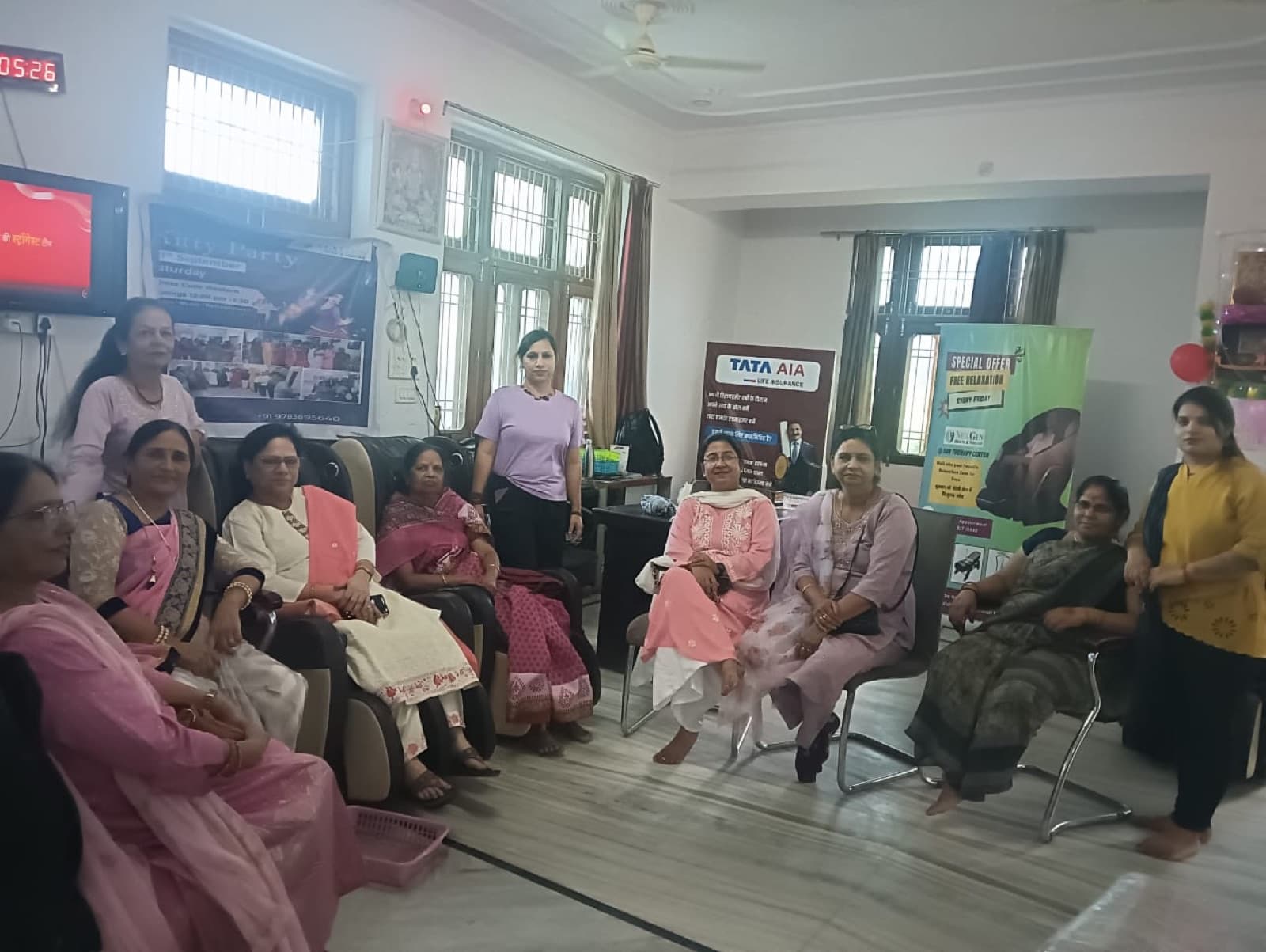 Guests trying NexGen massage chairs during a relaxation session